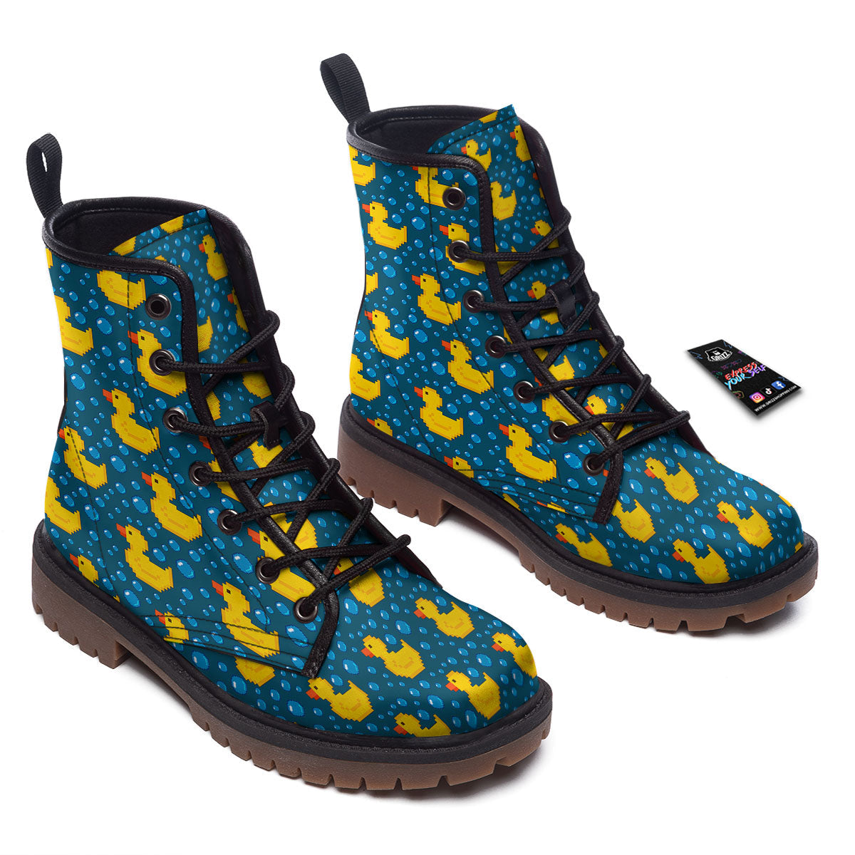 Duck Rubber Pixel Print Pattern Work Boots-grizzshop