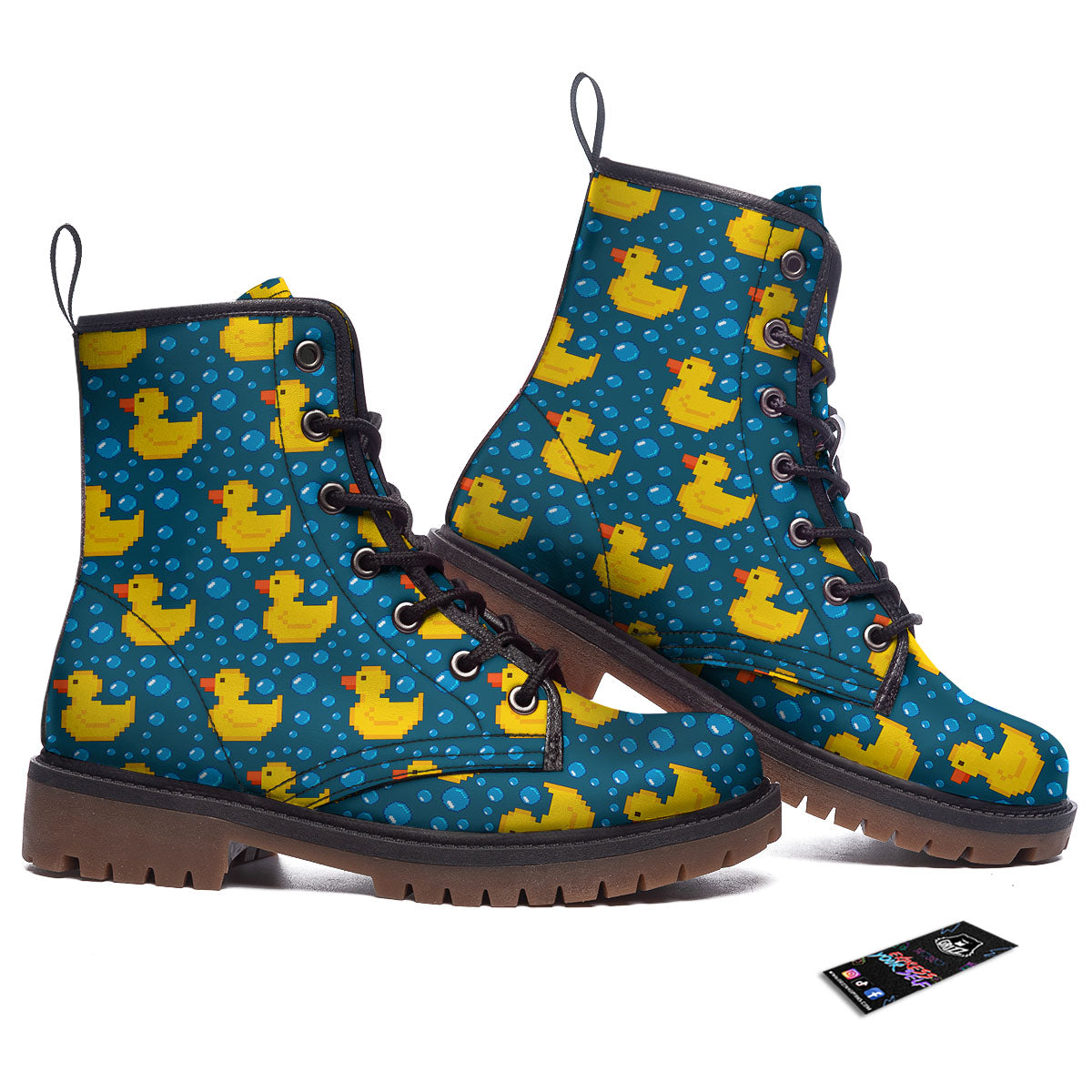 Duck Rubber Pixel Print Pattern Work Boots-grizzshop