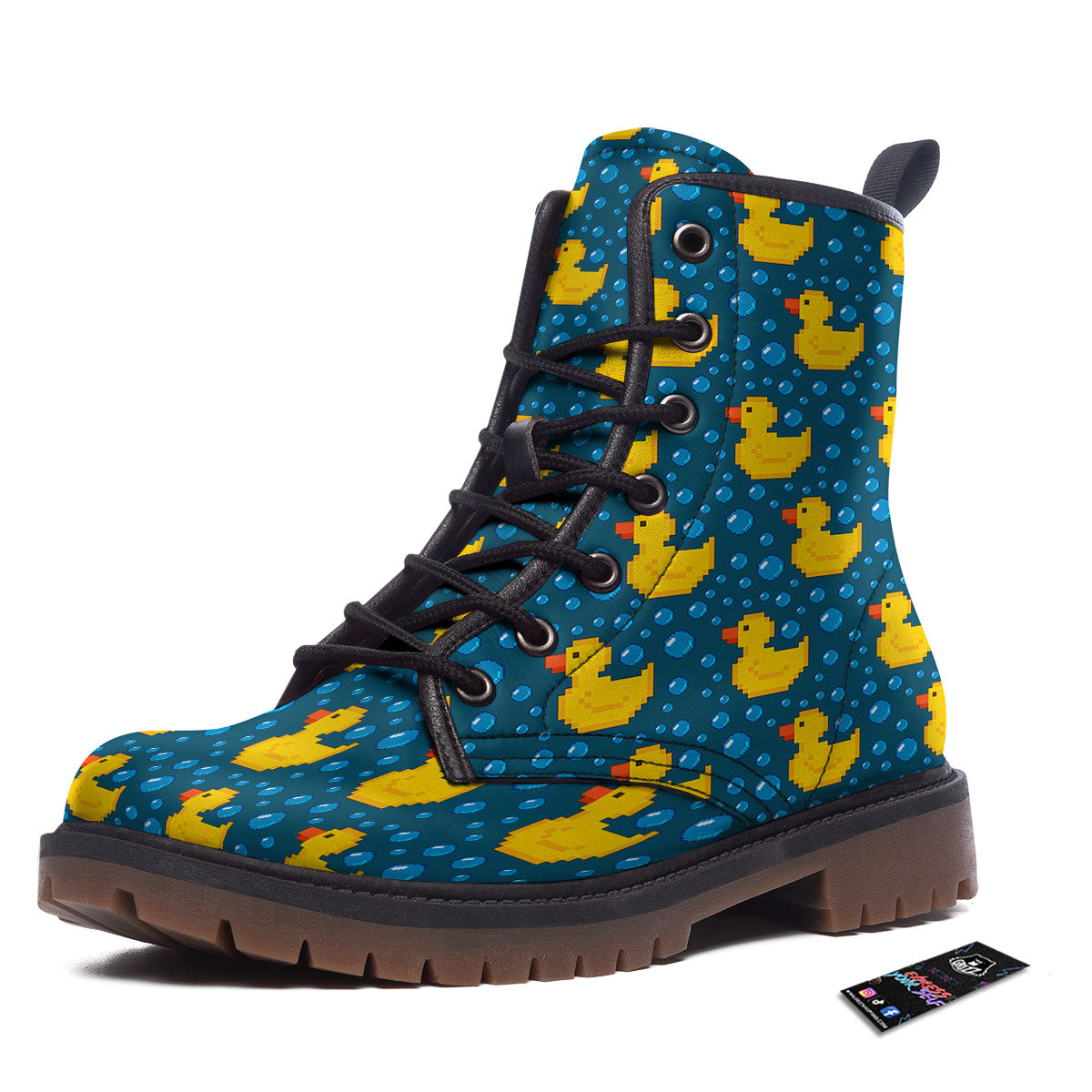 Duck Rubber Pixel Print Pattern Work Boots-grizzshop