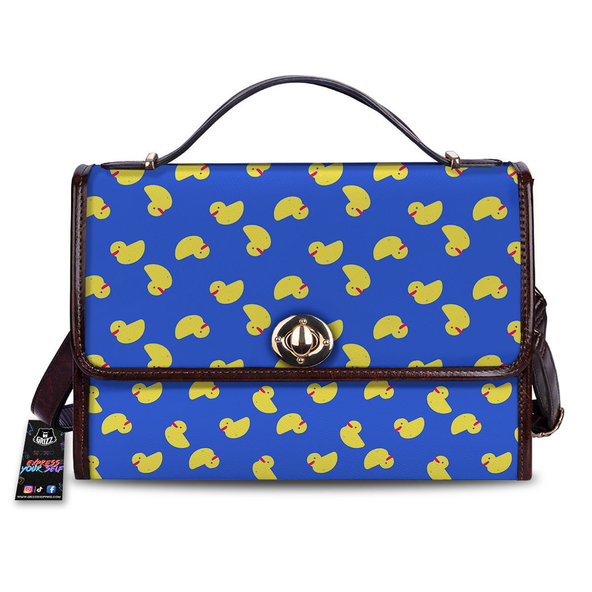 Duck Blue Yellow Print Pattern Women's Satchel Bag