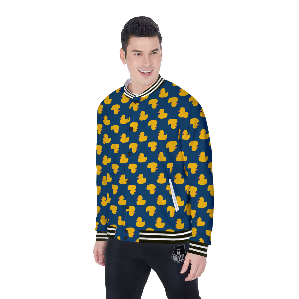 Ducks Rubber Yellow Print Pattern Baseball Jacket-grizzshop