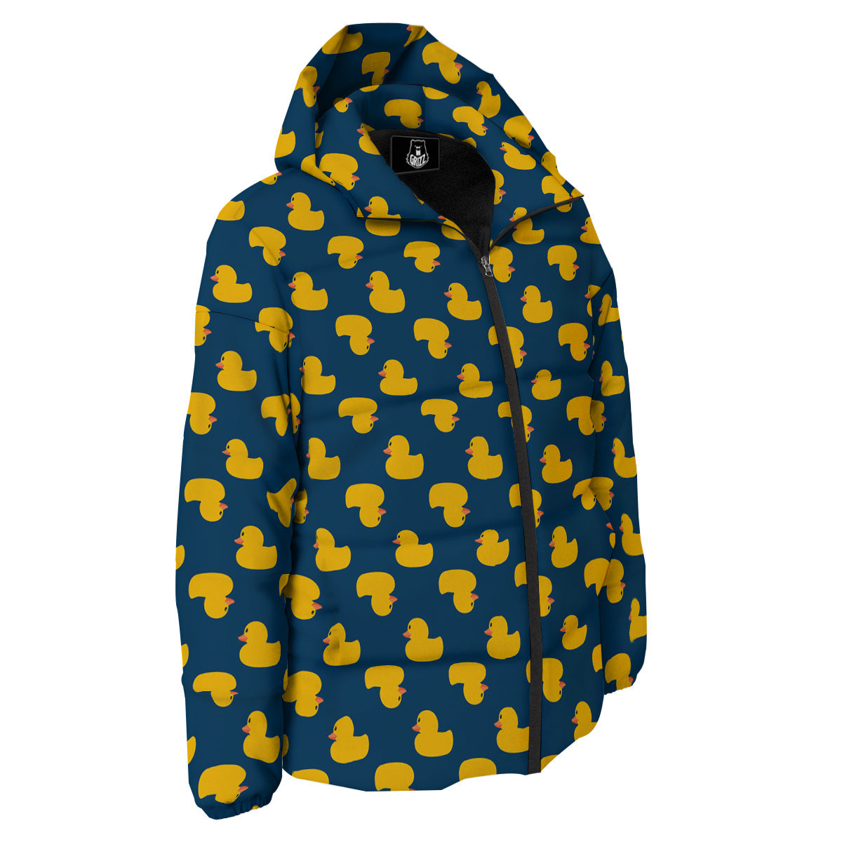 Ducks Rubber Yellow Print Pattern Down Jacket-grizzshop