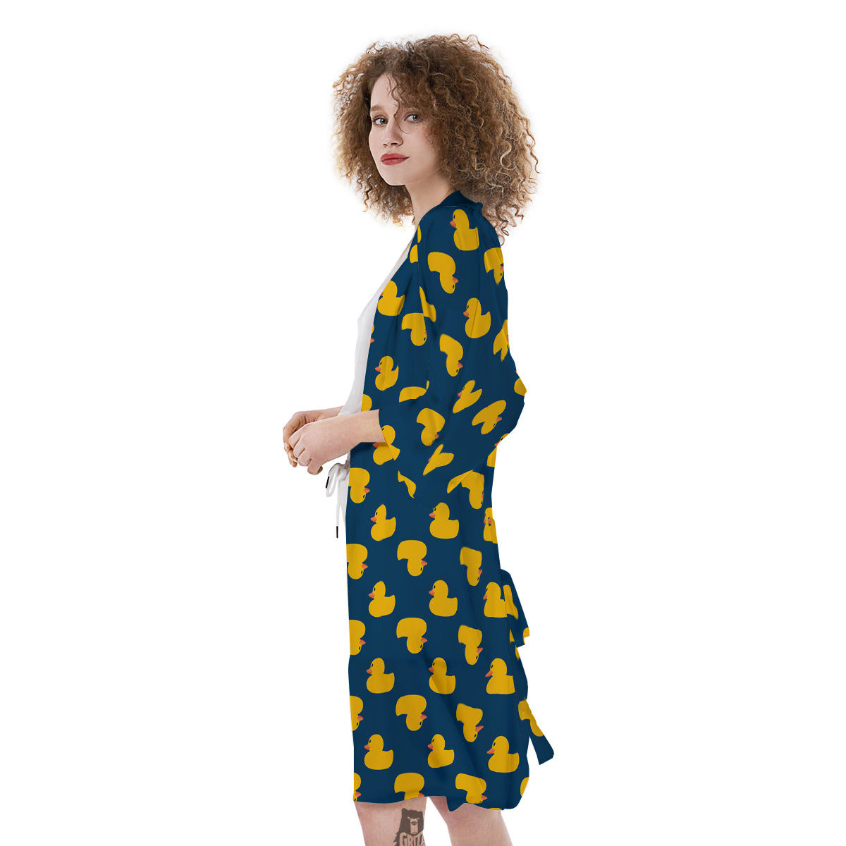 Ducks Rubber Yellow Print Pattern Kimono-grizzshop