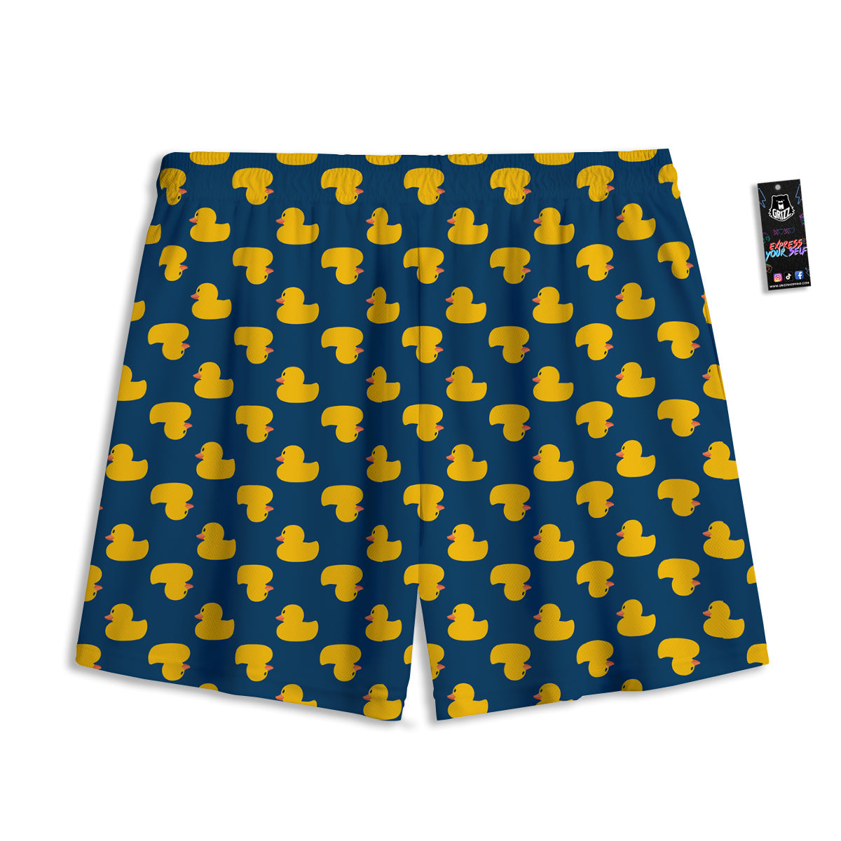 Ducks Rubber Yellow Print Pattern Mesh Shorts