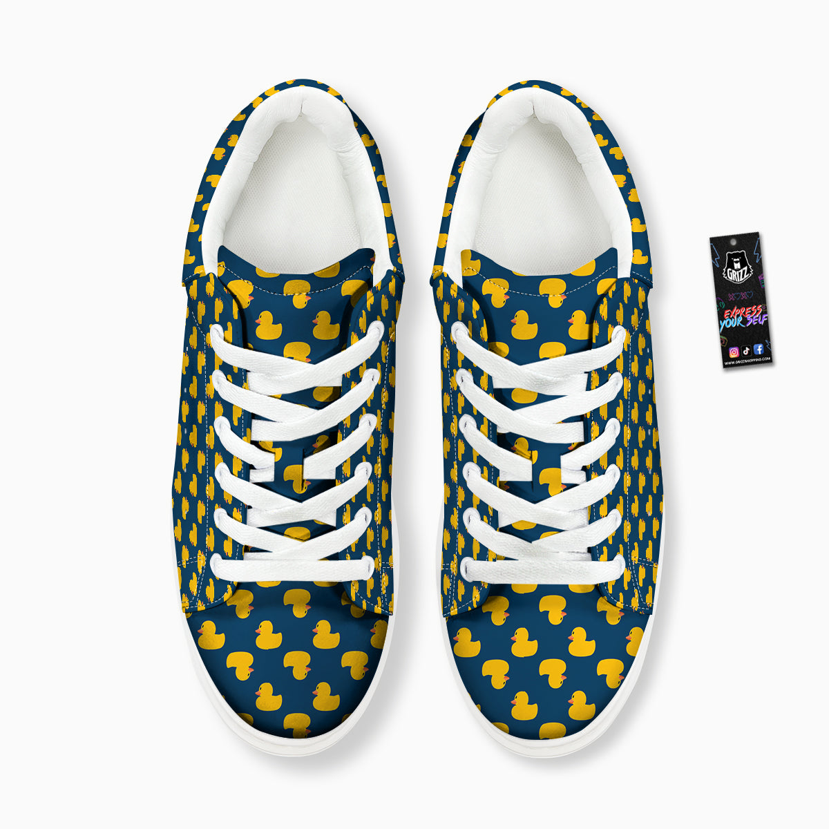 Ducks Rubber Yellow Print Pattern Platform Shoes-grizzshop