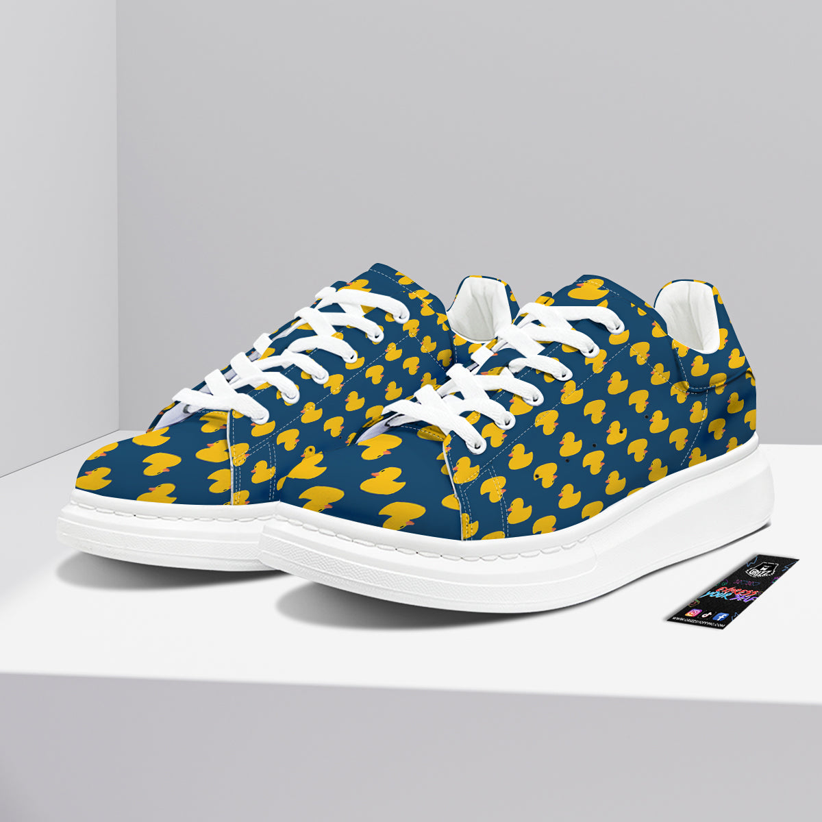 Ducks Rubber Yellow Print Pattern Platform Shoes-grizzshop