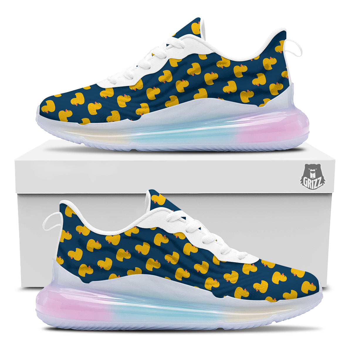 Ducks Rubber Yellow Print Pattern Running Sneakers-grizzshop