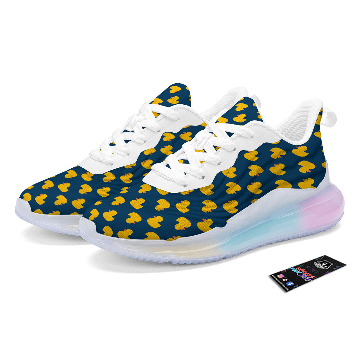 Ducks Rubber Yellow Print Pattern Running Sneakers-grizzshop