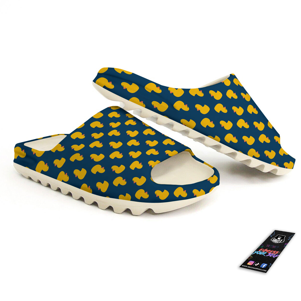 Ducks Rubber Yellow Print Pattern Sandals-grizzshop
