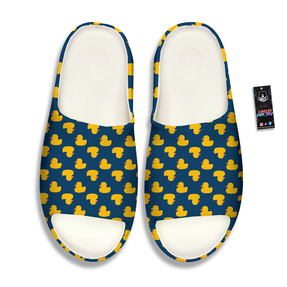 Ducks Rubber Yellow Print Pattern Sandals-grizzshop