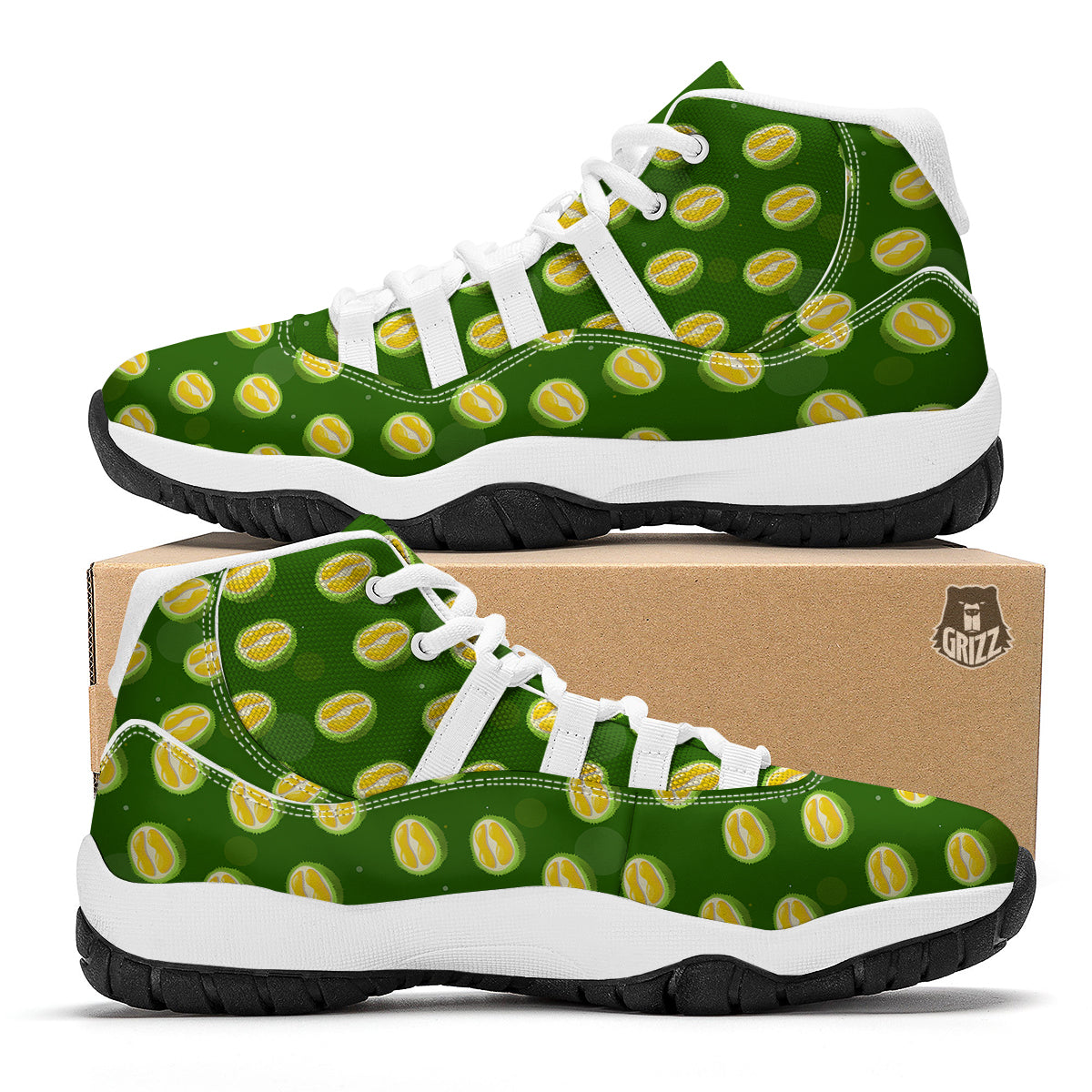 Durian Exotic Print Pattern White Bball Shoes-grizzshop