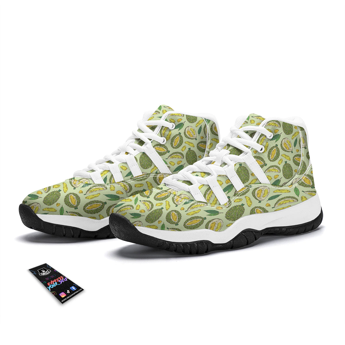 Durian Vintagecolor Print Pattern White Bball Shoes-grizzshop