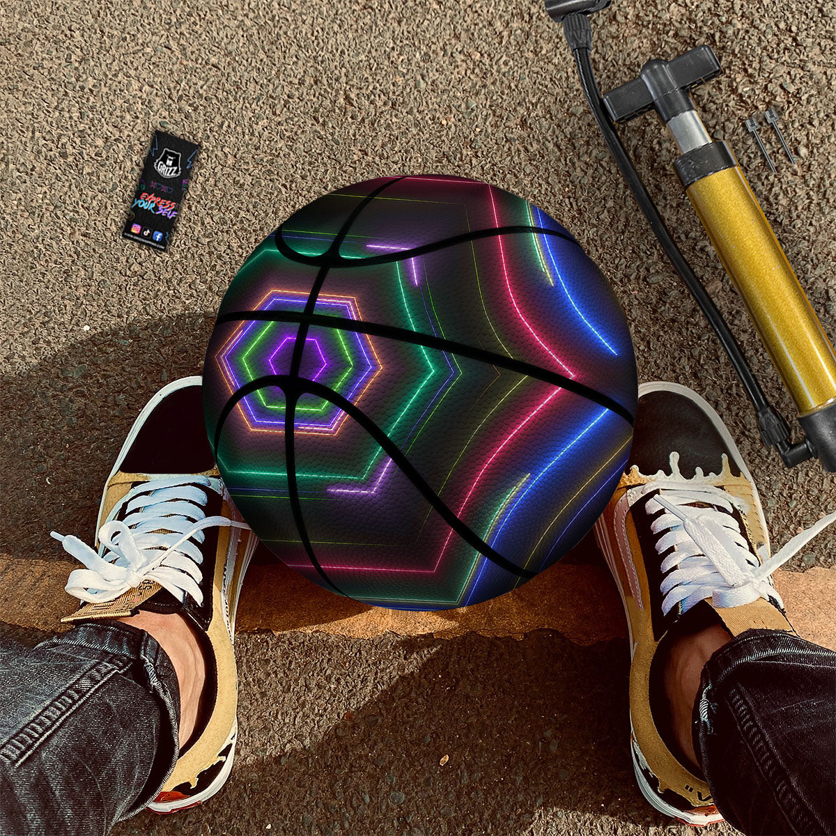 EDM Geometric Green Light Print Basketball-grizzshop