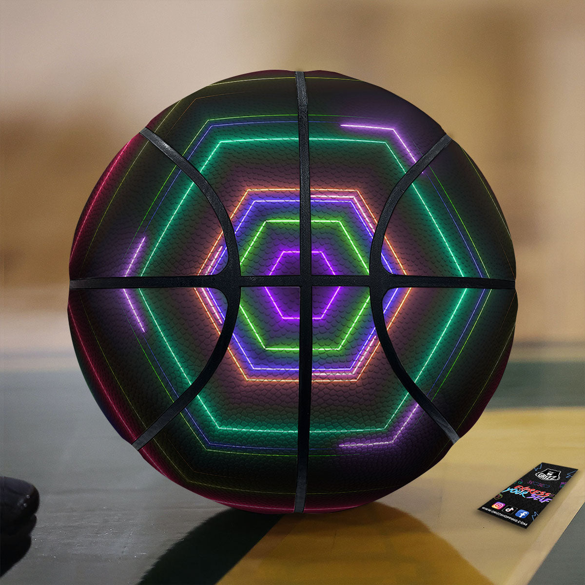 EDM Geometric Green Light Print Basketball-grizzshop