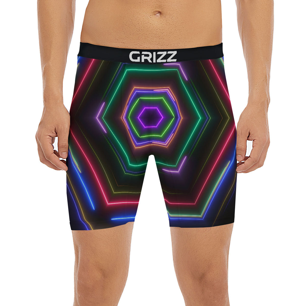 EDM Geometric Green Light Print Boxer Briefs-grizzshop