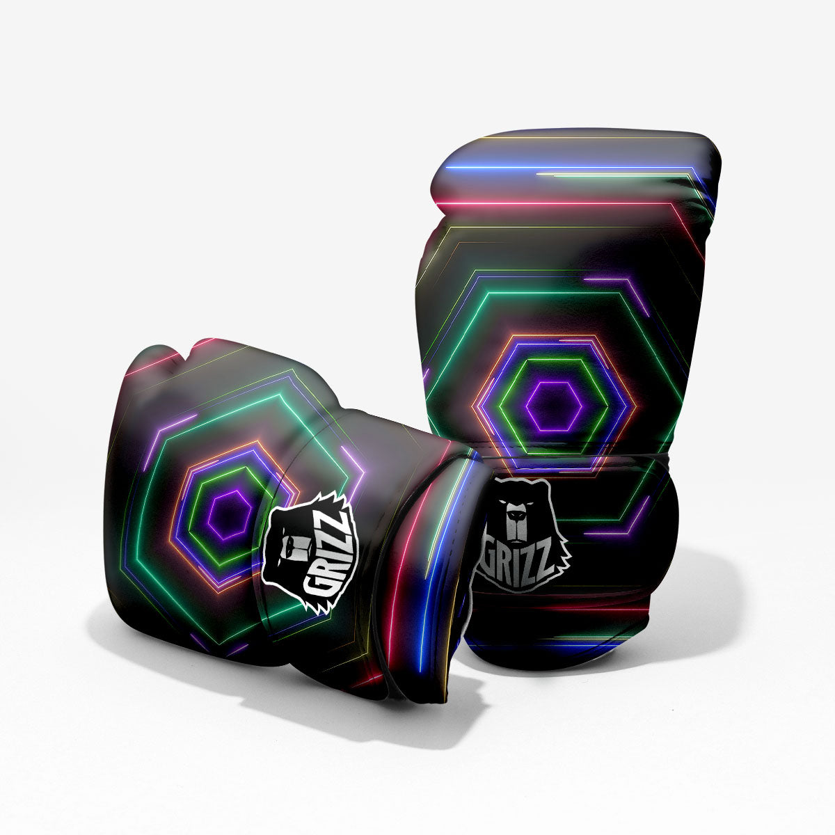 EDM Geometric Green Light Print Pro Boxing Glove