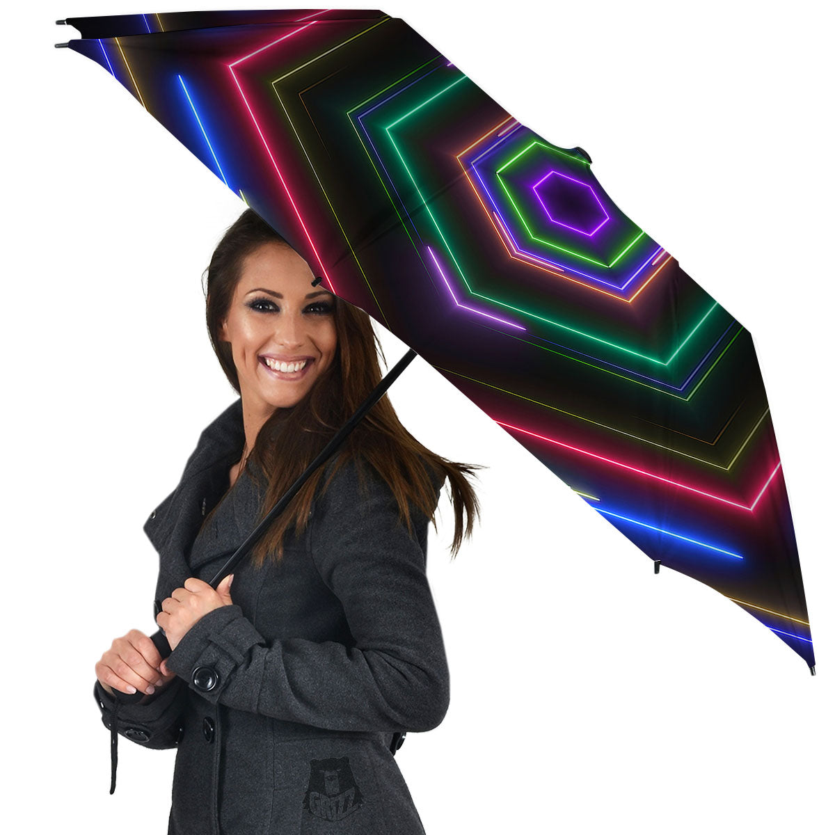 EDM Geometric Green Light Print Umbrella-grizzshop