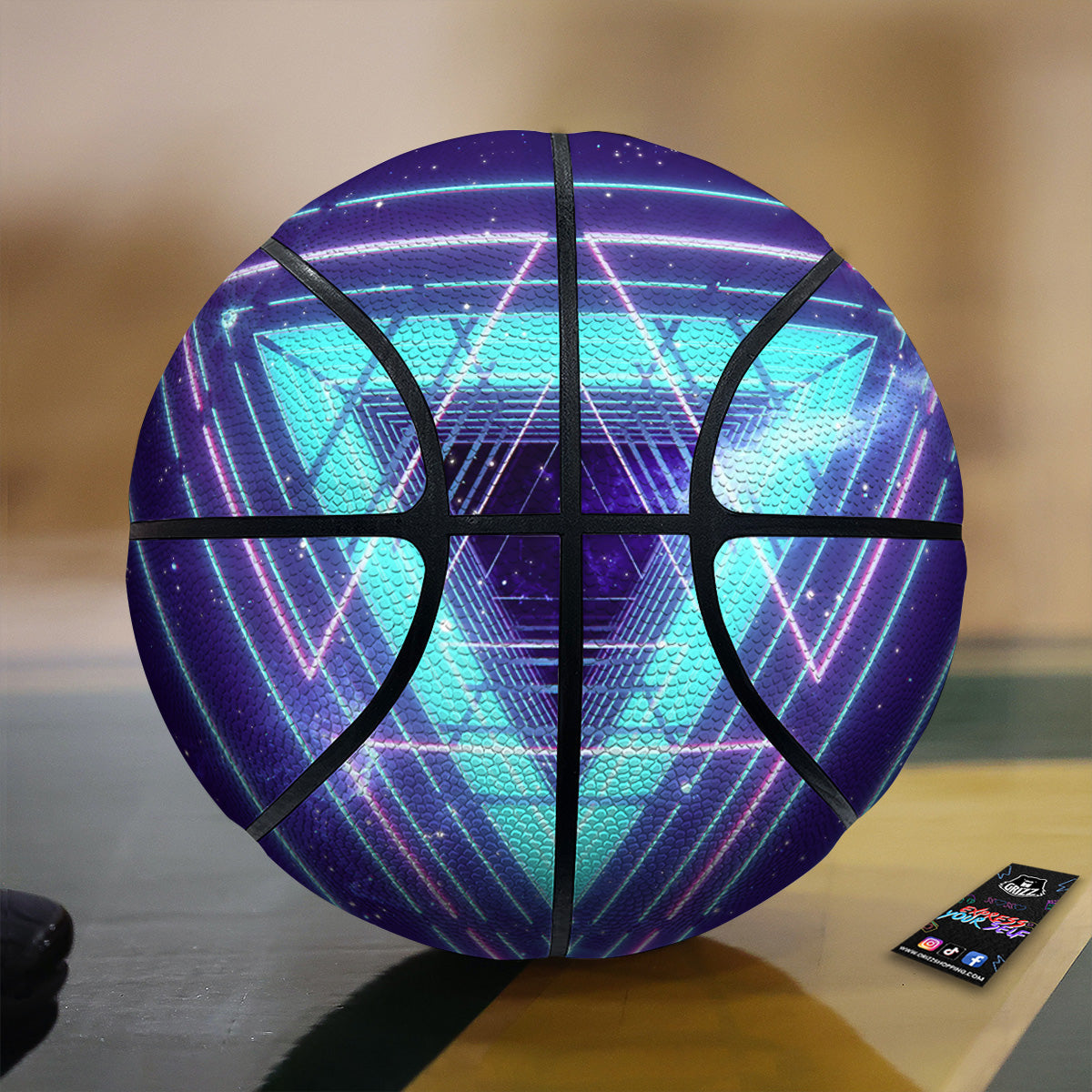 EDM Light Blue Geometric Print Basketball-grizzshop
