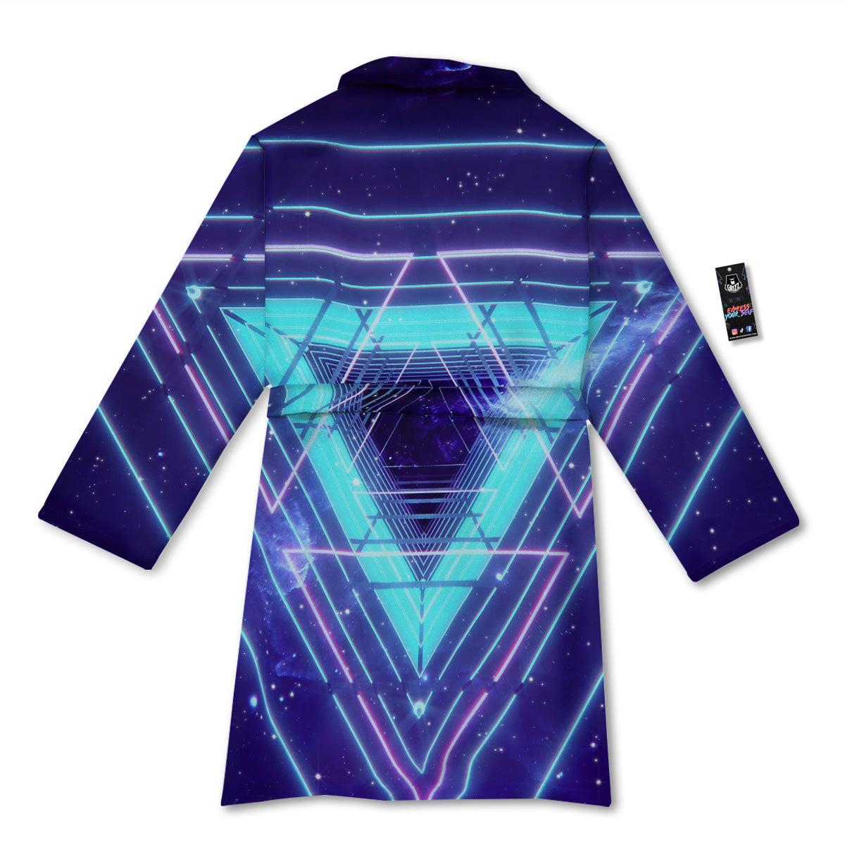 EDM Light Blue Geometric Print Bathrobe-grizzshop