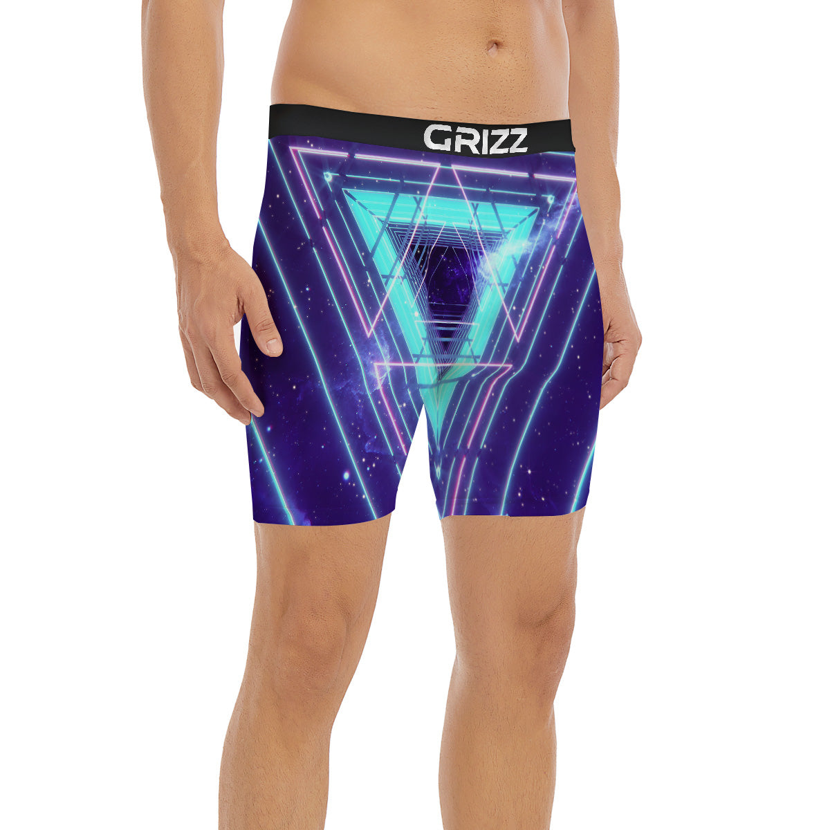 EDM Light Blue Geometric Print Boxer Briefs-grizzshop