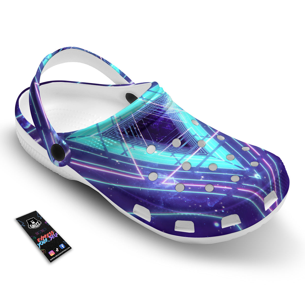 EDM Light Blue Geometric Print Clog-grizzshop