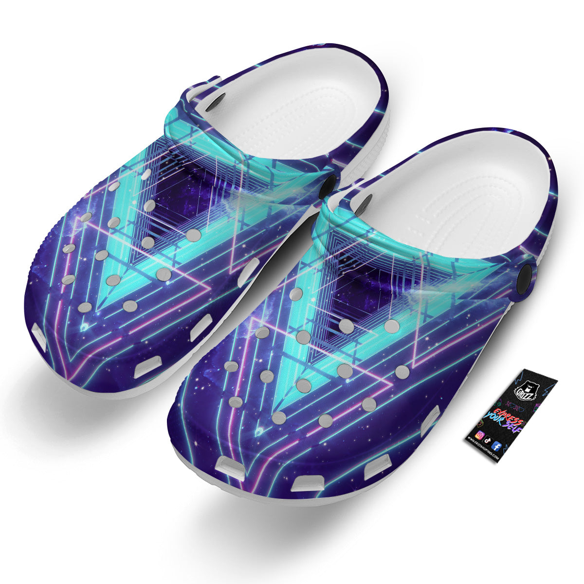 EDM Light Blue Geometric Print Clog-grizzshop