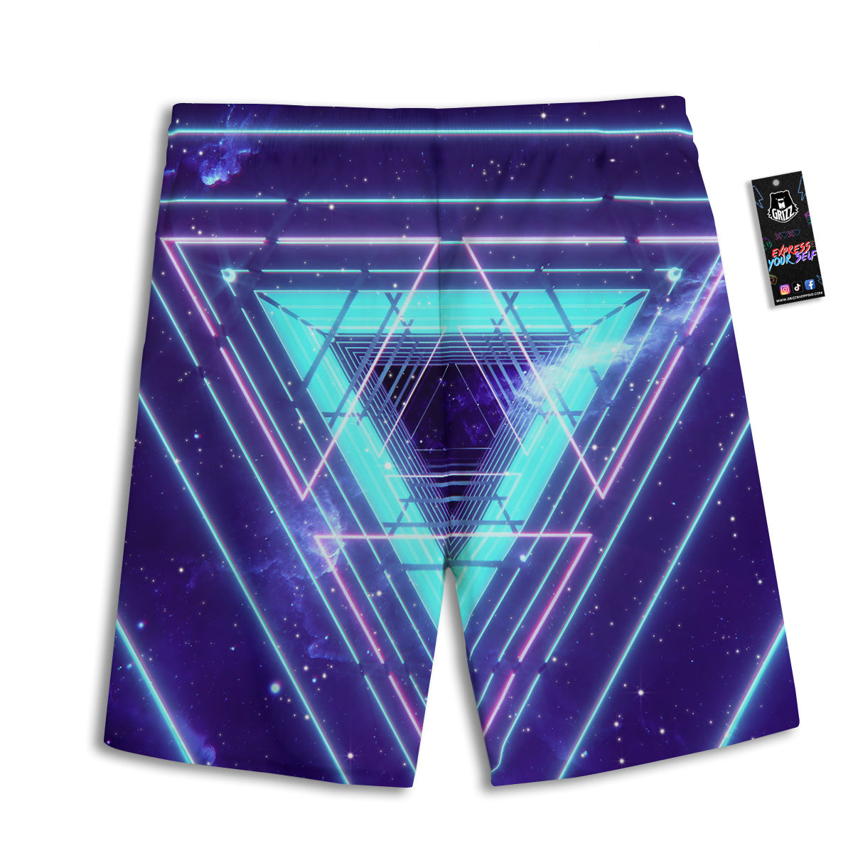 EDM Light Blue Geometric Print Men's Athletic Shorts