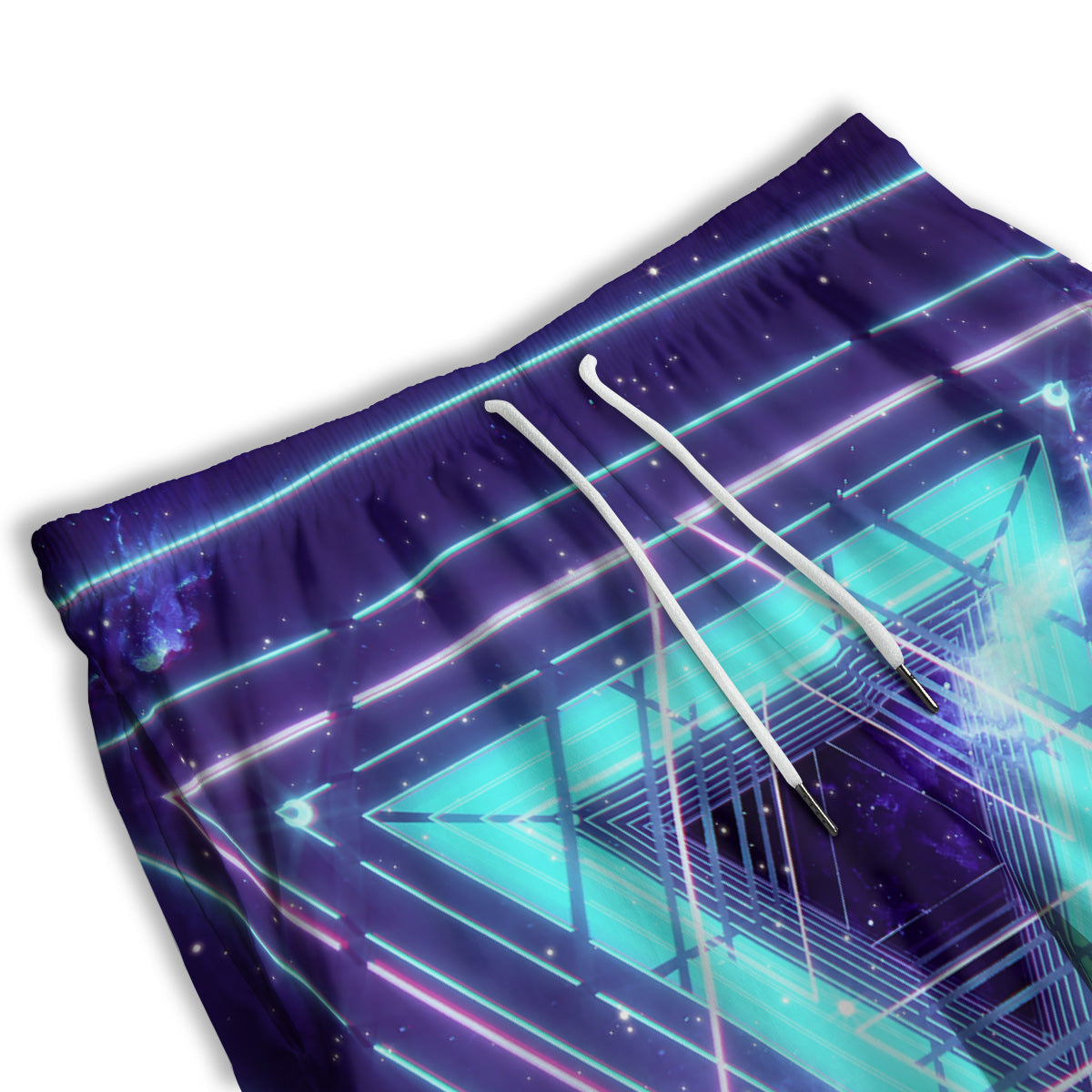 EDM Light Blue Geometric Print Men's Athletic Shorts
