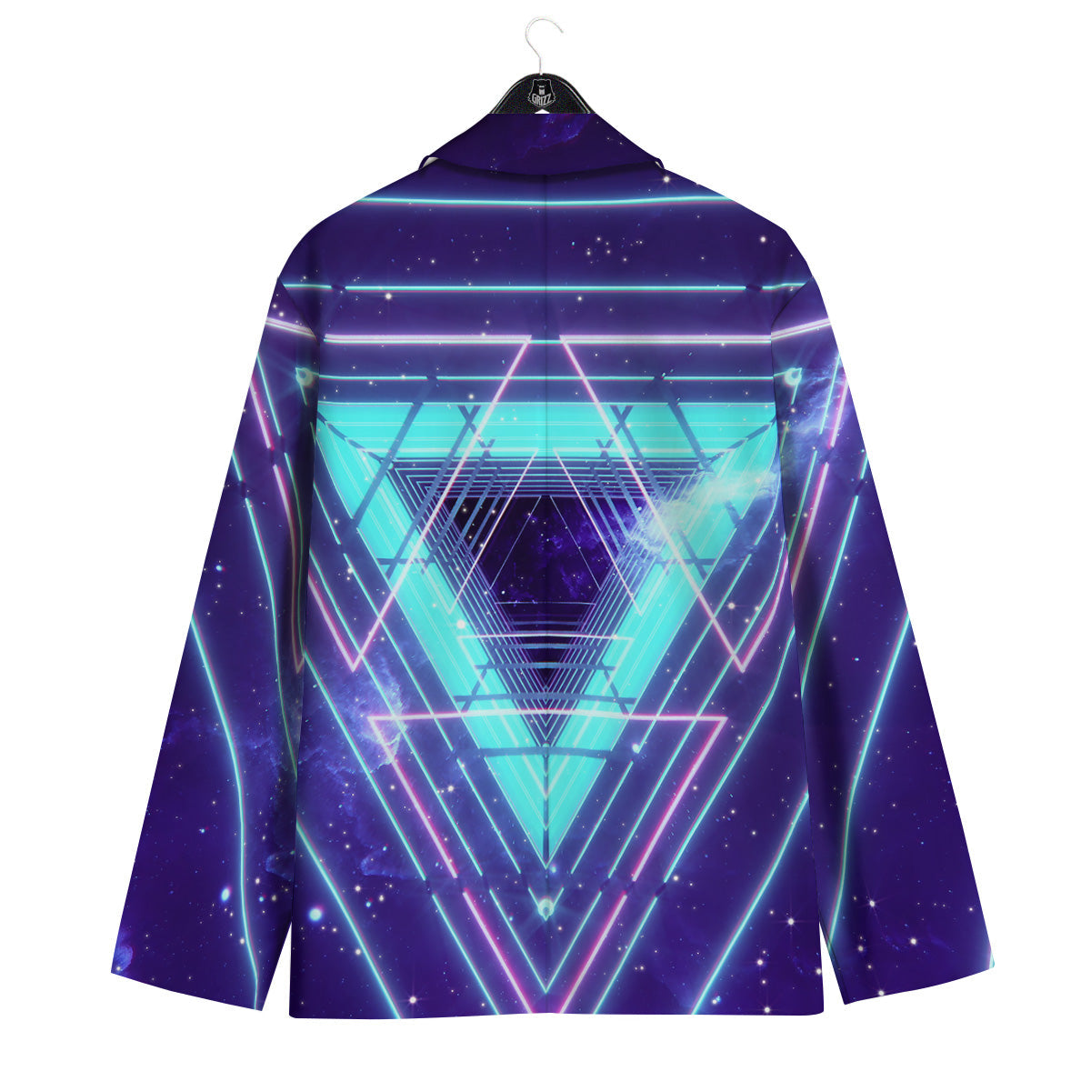 EDM Light Blue Geometric Print Men's Sport Coat-grizzshop