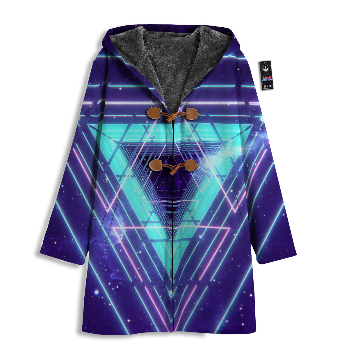 EDM Light Blue Geometric Print Men's Windbreaker Jacket-grizzshop
