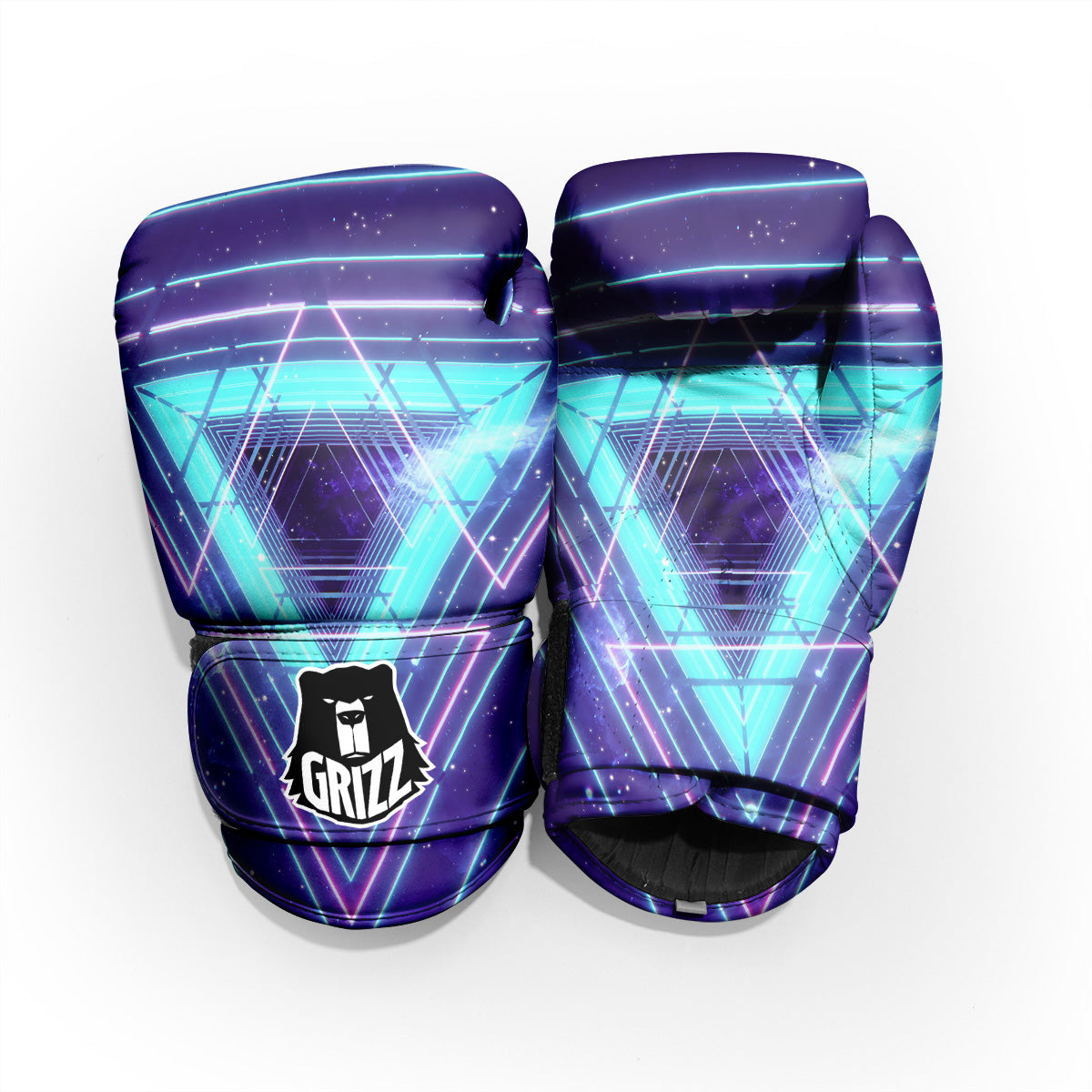EDM Light Blue Geometric Print Pro Boxing Glove