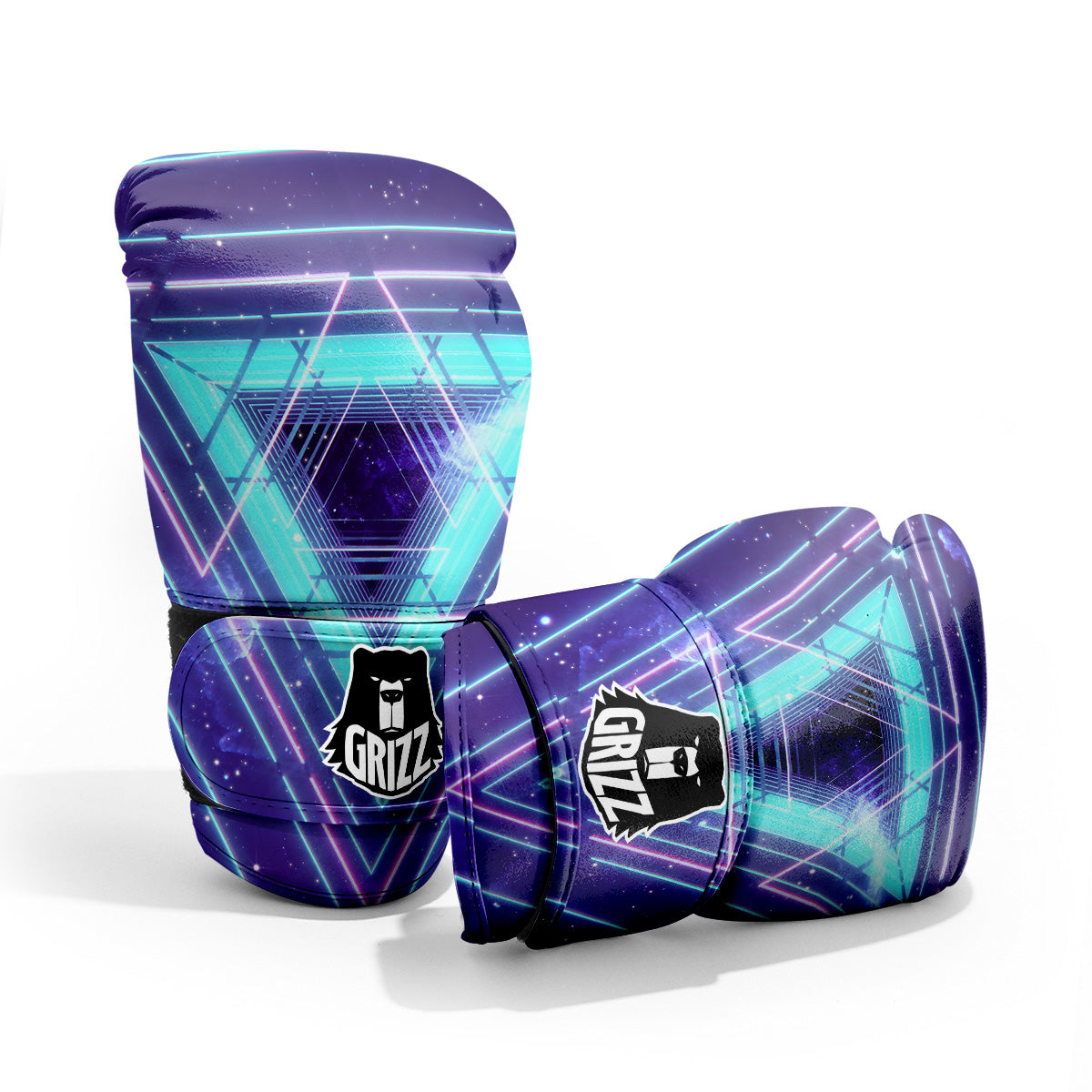 EDM Light Blue Geometric Print Pro Boxing Glove