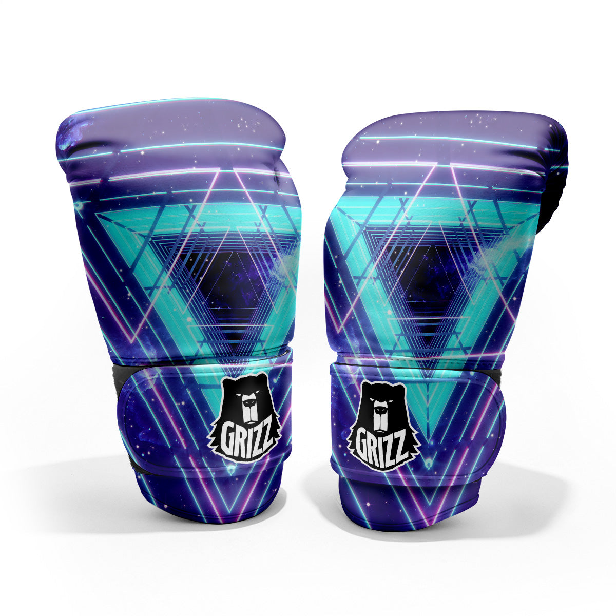 EDM Light Blue Geometric Print Pro Boxing Glove
