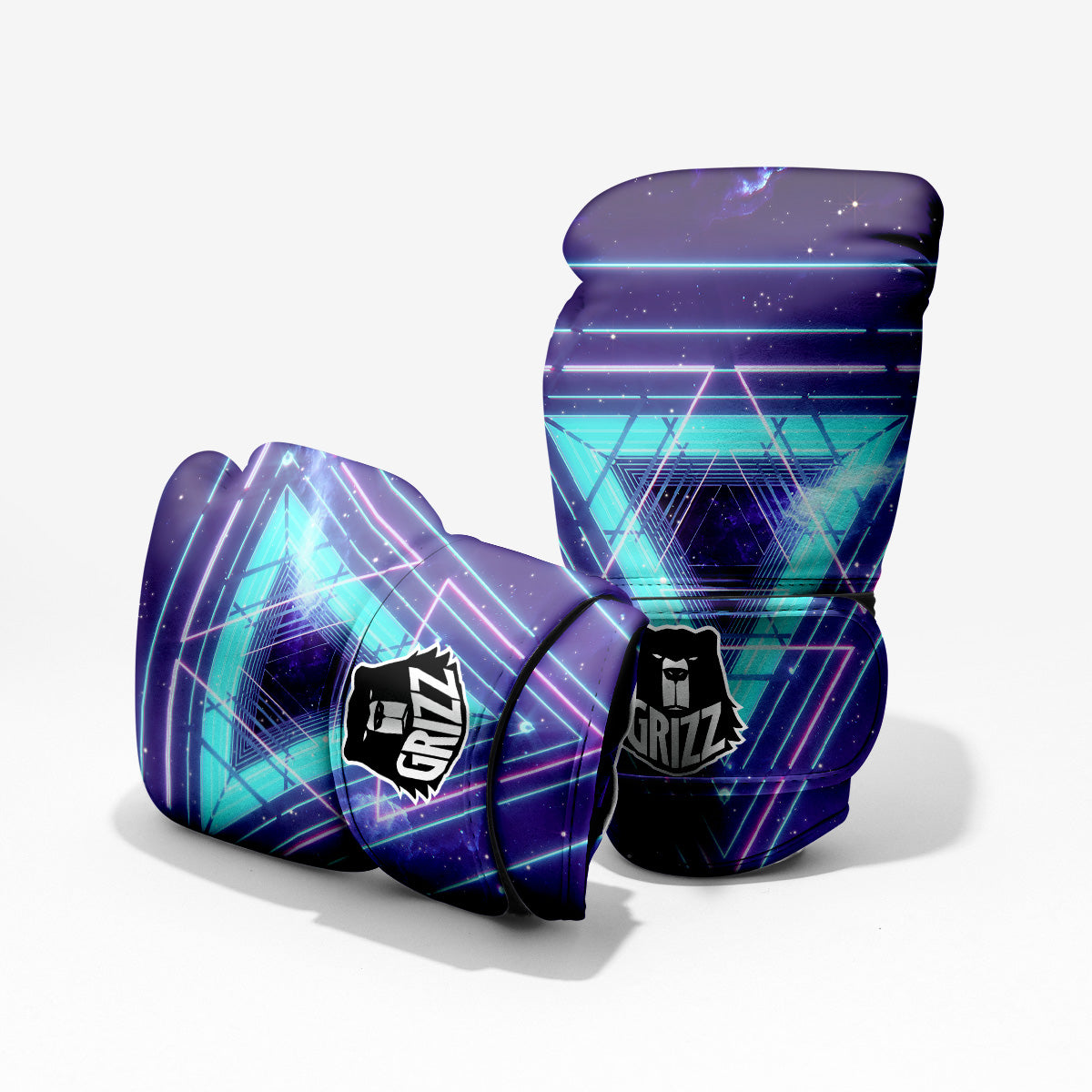 EDM Light Blue Geometric Print Pro Boxing Glove