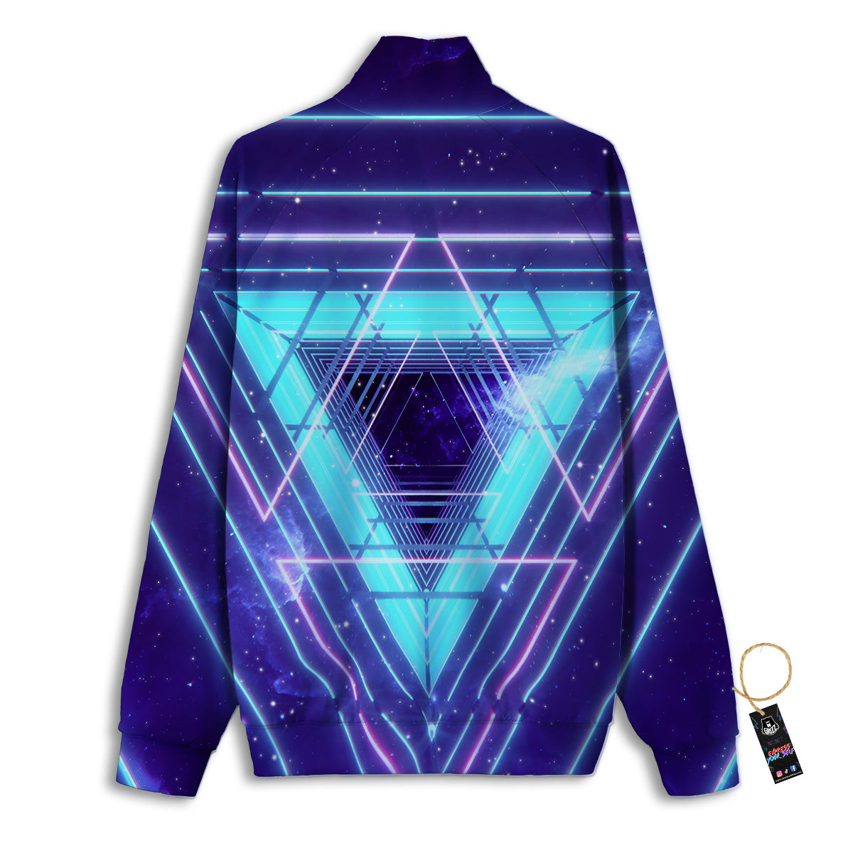 EDM Light Blue Geometric Print Track Jacket-grizzshop