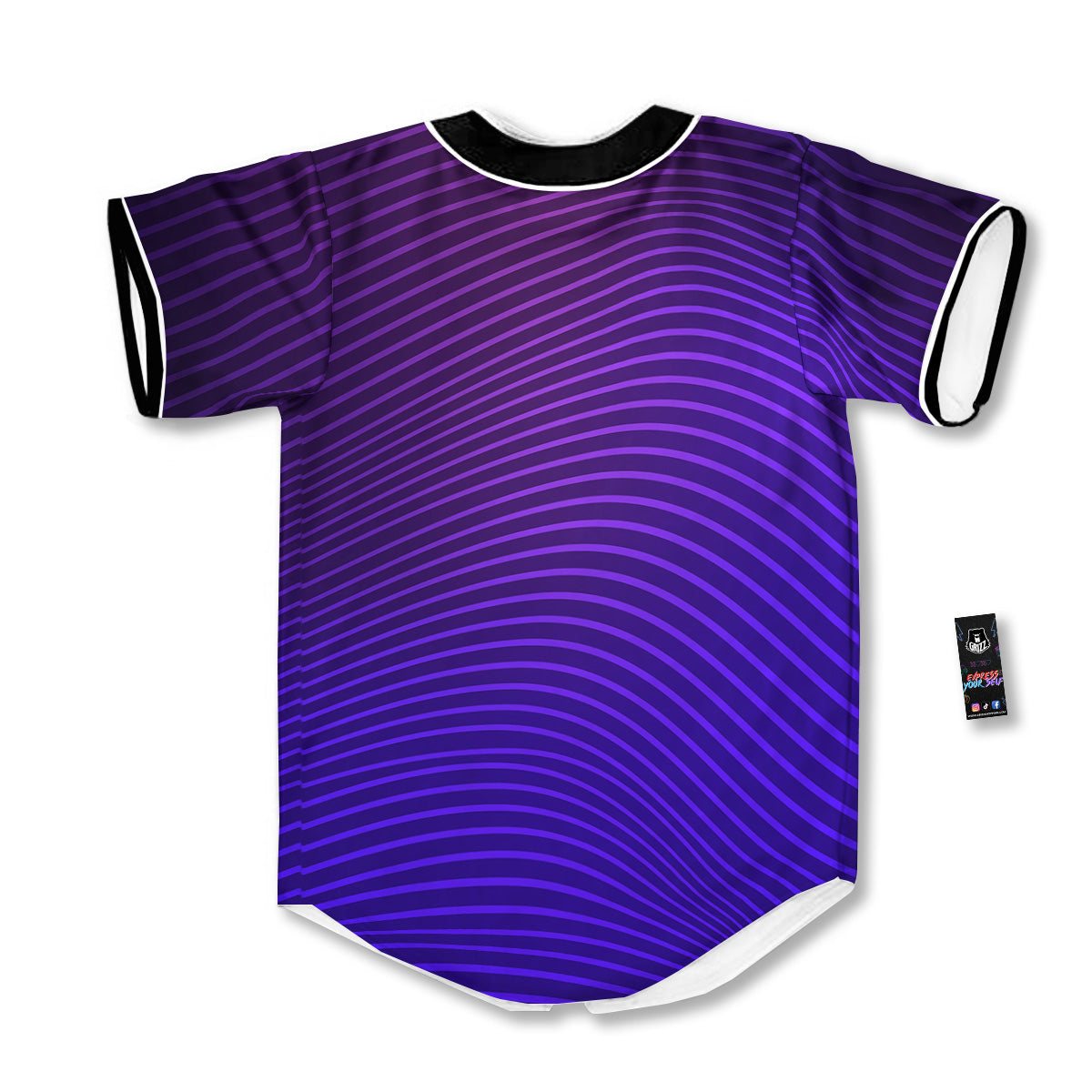 EDM Wave Purple And Blue Print Baseball Jersey-grizzshop