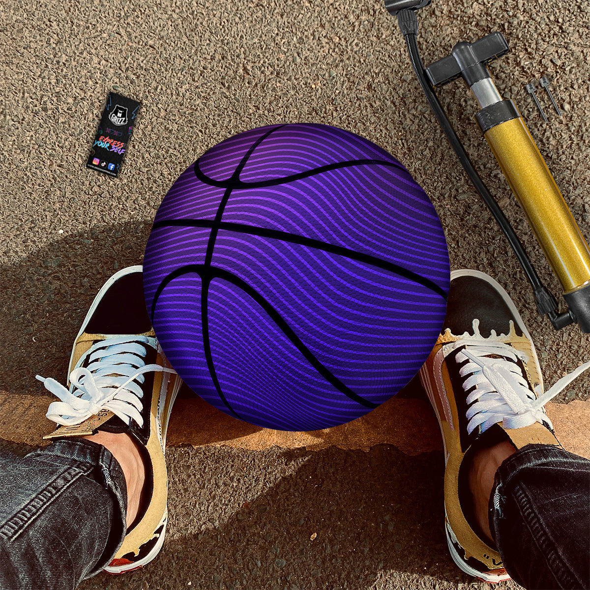 EDM Wave Purple And Blue Print Basketball-grizzshop