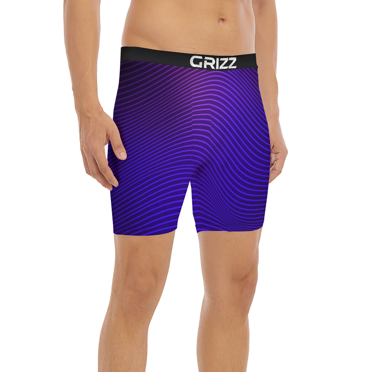 EDM Wave Purple And Blue Print Boxer Briefs-grizzshop