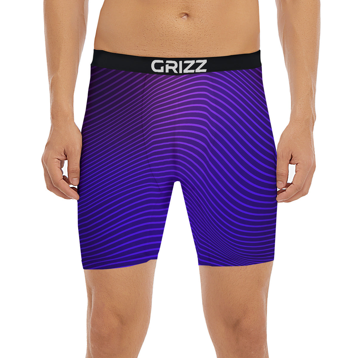 EDM Wave Purple And Blue Print Boxer Briefs-grizzshop