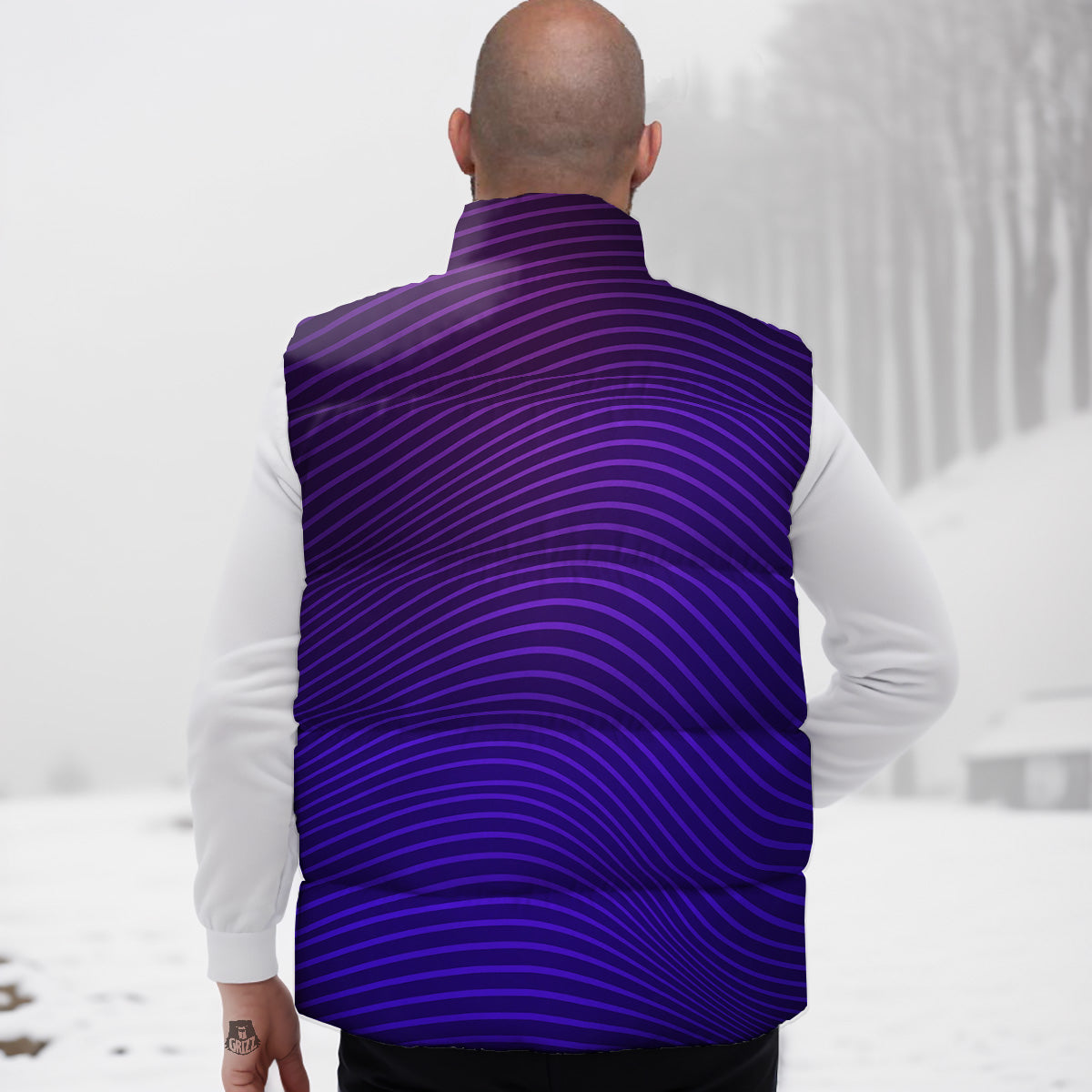 EDM Wave Purple And Blue Print Down Vest