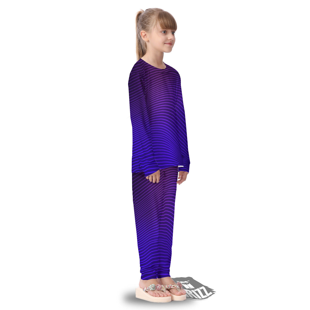 EDM Wave Purple And Blue Print Kid's Pajamas-grizzshop