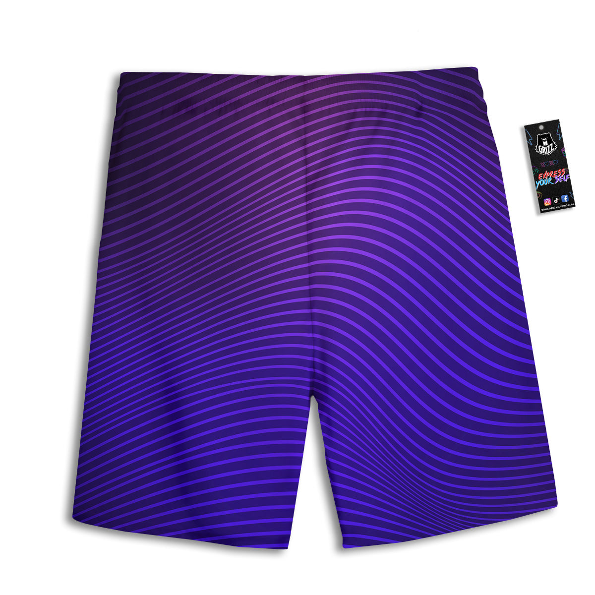 EDM Wave Purple And Blue Print Men's Athletic Shorts