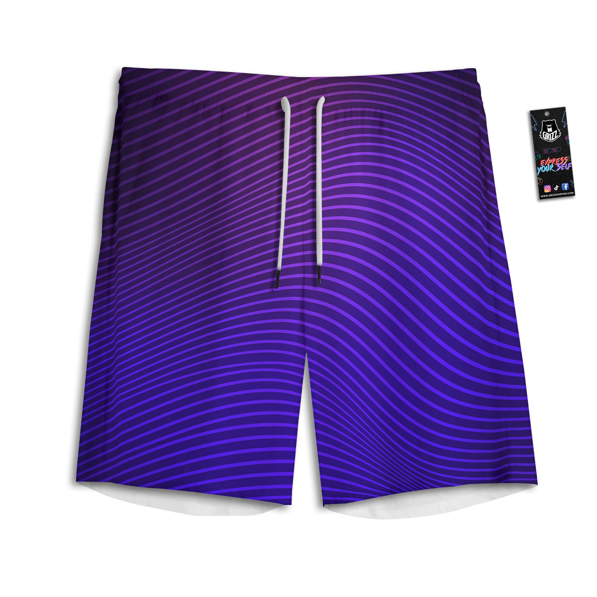 EDM Wave Purple And Blue Print Men's Athletic Shorts