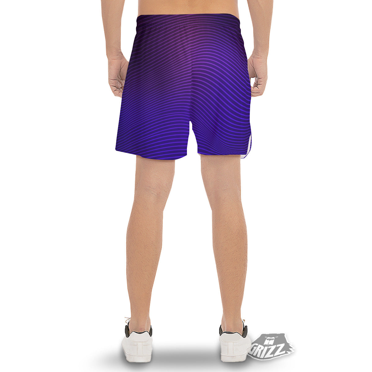 EDM Wave Purple And Blue Print Men's Gym Shorts-grizzshop