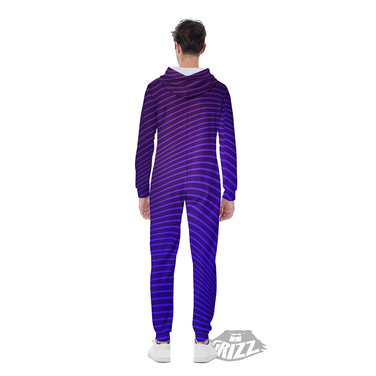 EDM Wave Purple And Blue Print Men's Jumpsuit-grizzshop
