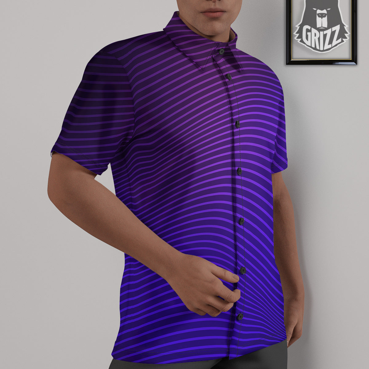 EDM Wave Purple And Blue Print Untucked Shirts-grizzshop