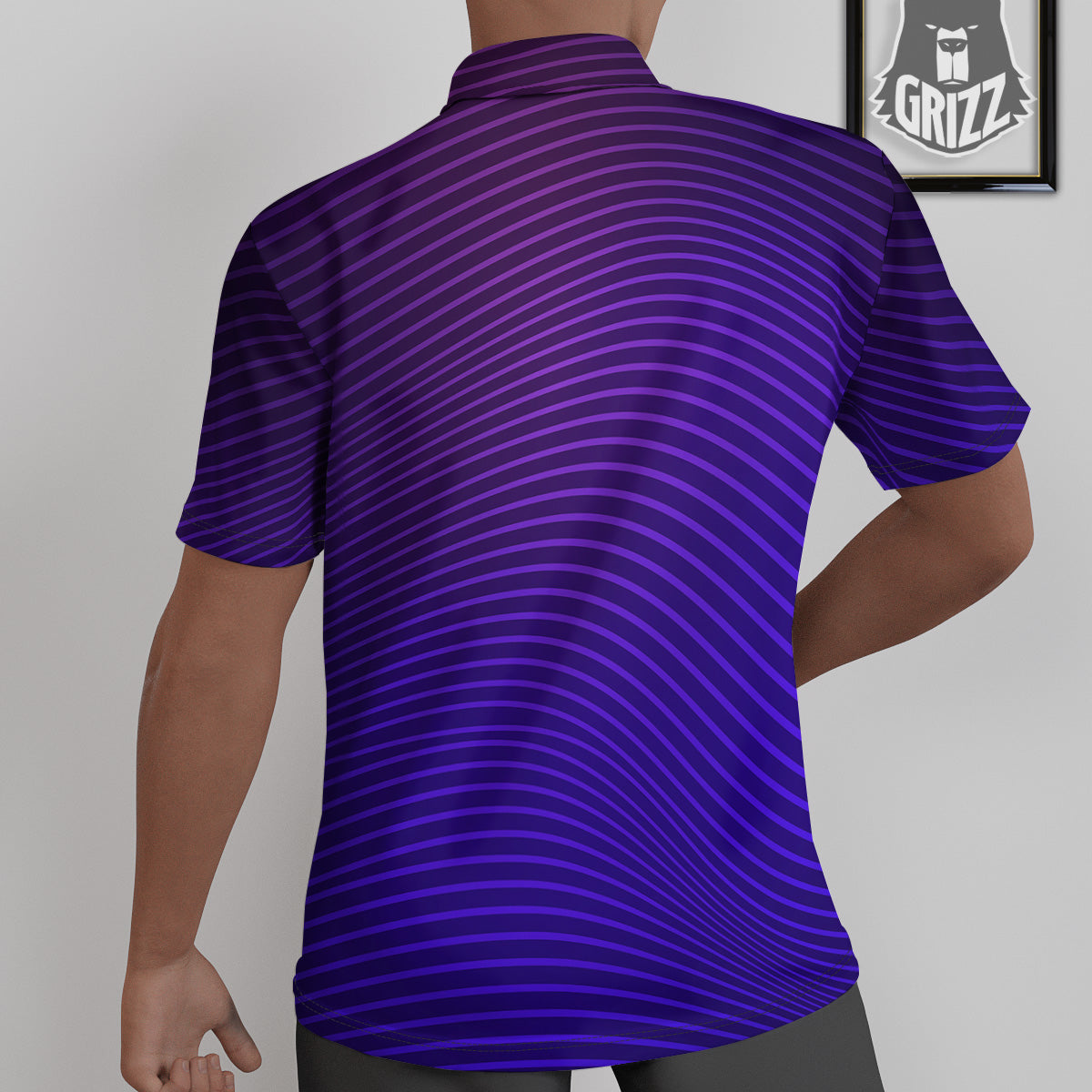 EDM Wave Purple And Blue Print Untucked Shirts-grizzshop