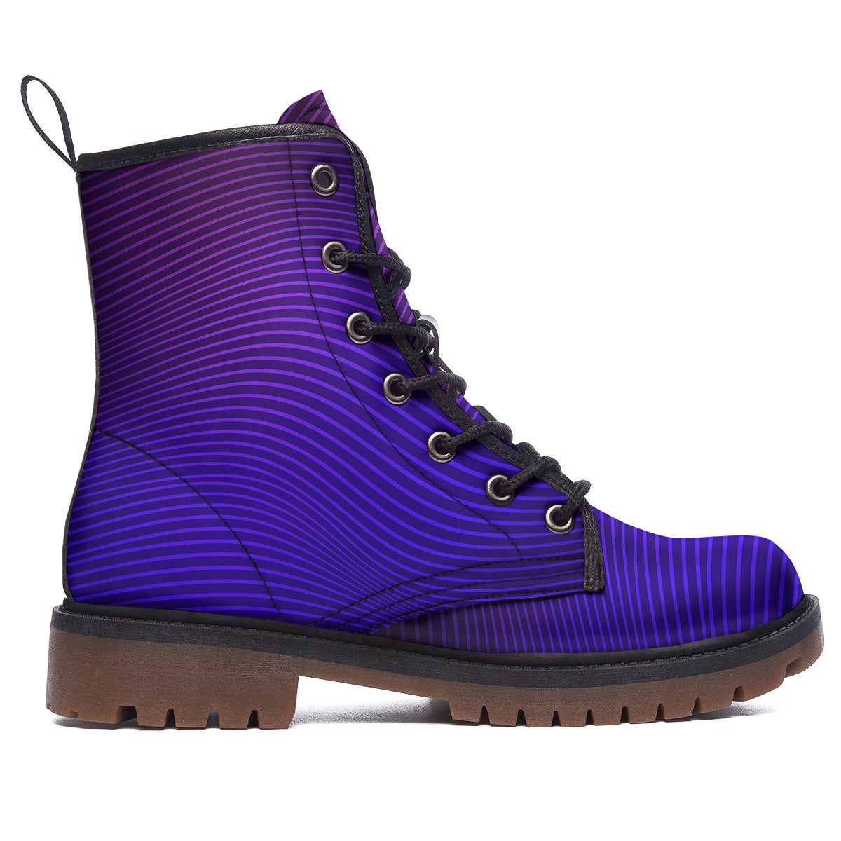 EDM Wave Purple And Blue Print Work Boots-grizzshop