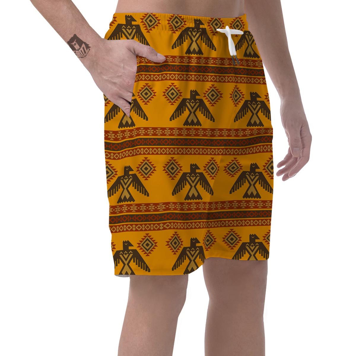 Eagle Aztec Pattern Print Men's Shorts-grizzshop