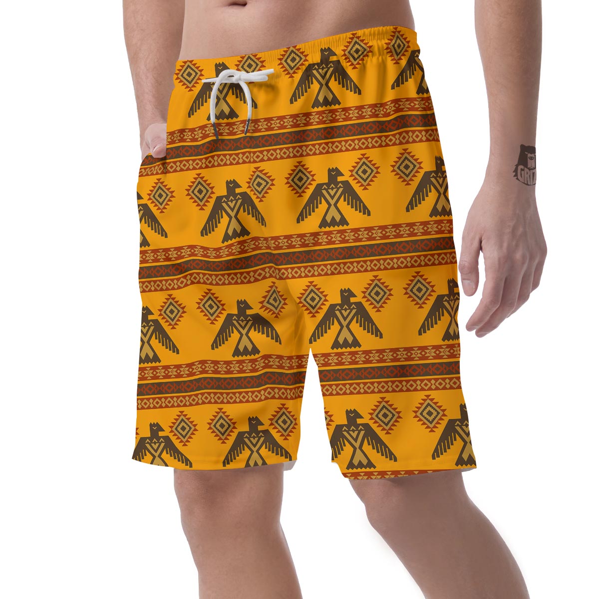 Eagle Aztec Pattern Print Men's Shorts-grizzshop